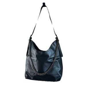 Cee Klein Black Chain Shoulder Bag Faux Leather  Tote Purse NWT